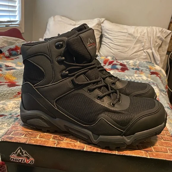 NORTIV 8 Men's Waterproof Hiking Boots Mid Trekking Lightweight Mountaineering - Picture 3 of 5